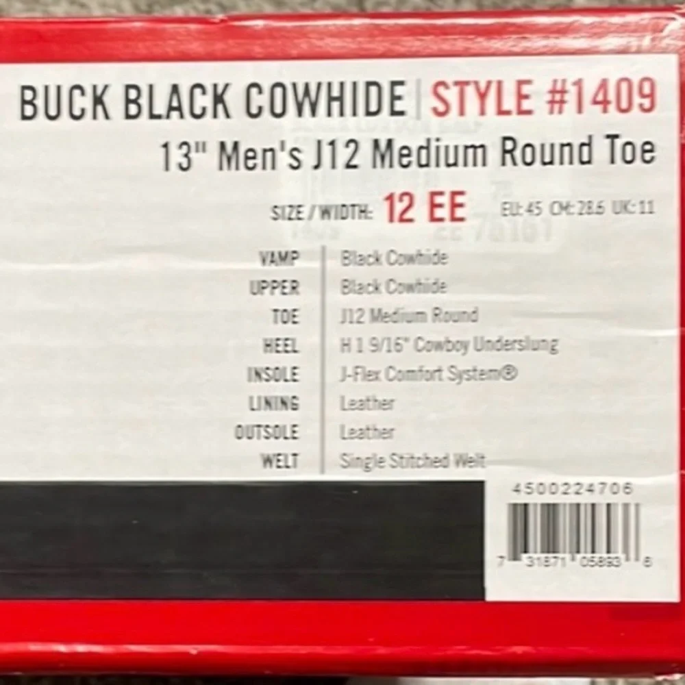 12EE Justin Cowboy Boots - Picture 4 of 5